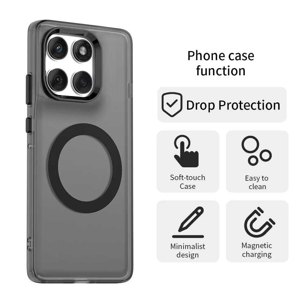 Magnetic Wireless Charging Transparent Case - Candy Colors Back Shell