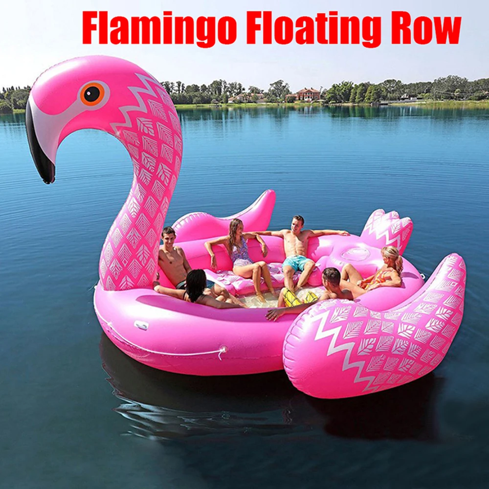 Flotador gigante para piscina de flamencos, accesorios inflables gigantes para piscina, Isla, fiesta, playa, juguete al libre, 6 8 personas| -