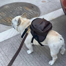 

Luxury Designer Pet Dog Backpack Strap and Leash Set Small and Medium-sized Dog Leather Strap Chihuahua Collar Dog Accessories