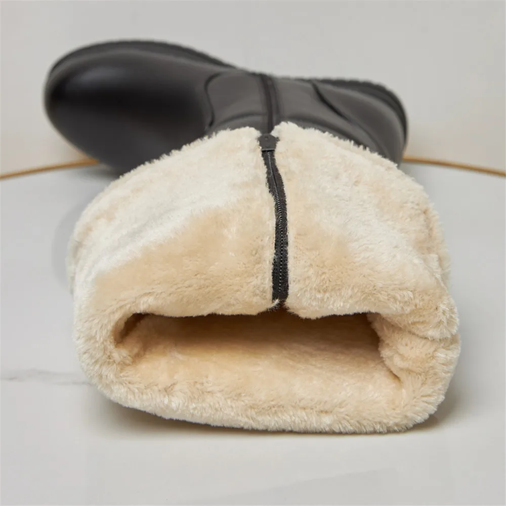 Women Knee Boots Winter Warm Snow Boots Women Shoes Low Heels Knee High Boots Female Platform Plush Long Boats Mujer 34-43