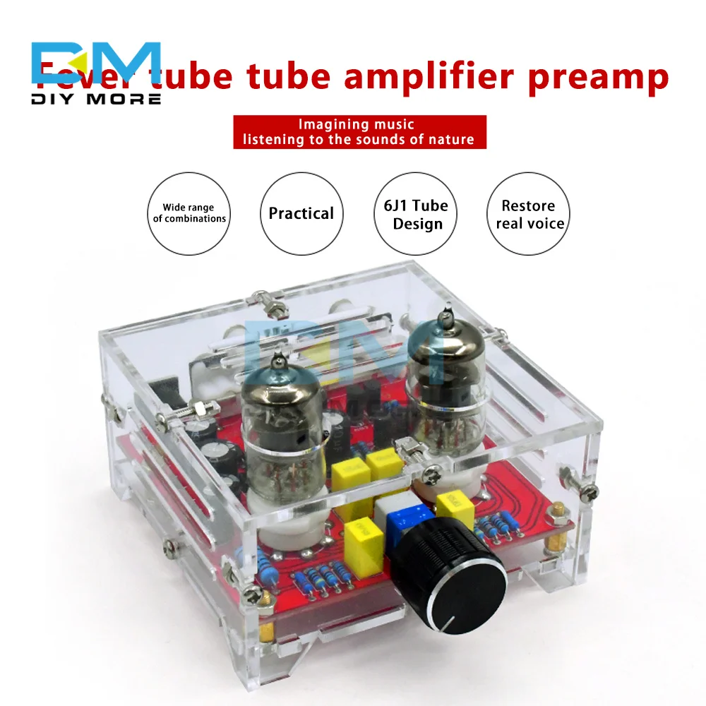 XH-A201 HIFI 6J1 Class A Bile Tube Preamplifier Amplifier Finished Power Board with Acrylic Case |