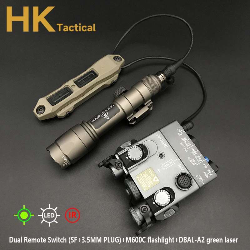 Tacital Airsoft M600C Flashlight Hunting Weapon Light with Sotac DBAL-A2 IR Lighting Red Green Laser LED White Light Laser Sight