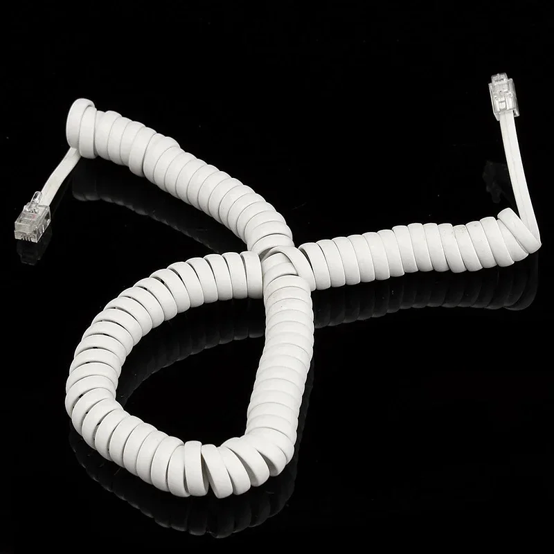 Telephone Handset Cord 2M Coiled Telephone Handset Cable RJ10 Phone Lead Extension Curly Spring Cord Modular Coiled Cable Cord RJ10 4P4C-4P4C