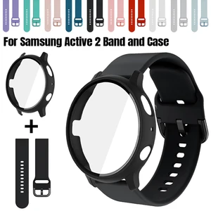 20 мм ремешок+чехол для Samsung Galaxy Watch Active 2 40 мм 44 мм браслет-бандаж Покрытие Бампер для Samsung Galaxy Watch 4/5/6 40 мм 44 мм защитный чехол