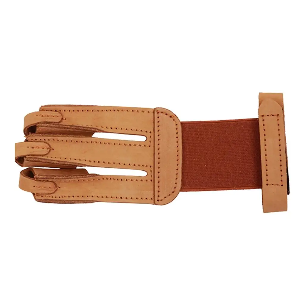 Single Outdoor Archery 3 Finger Glove Bow Leather Finger Guard Protector
