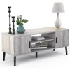 Mid-Century Modern Rustic 45" TV Stand with 2 Side Doors Entertainment Center Console for Living Room Bedroom Office - Supports 1
