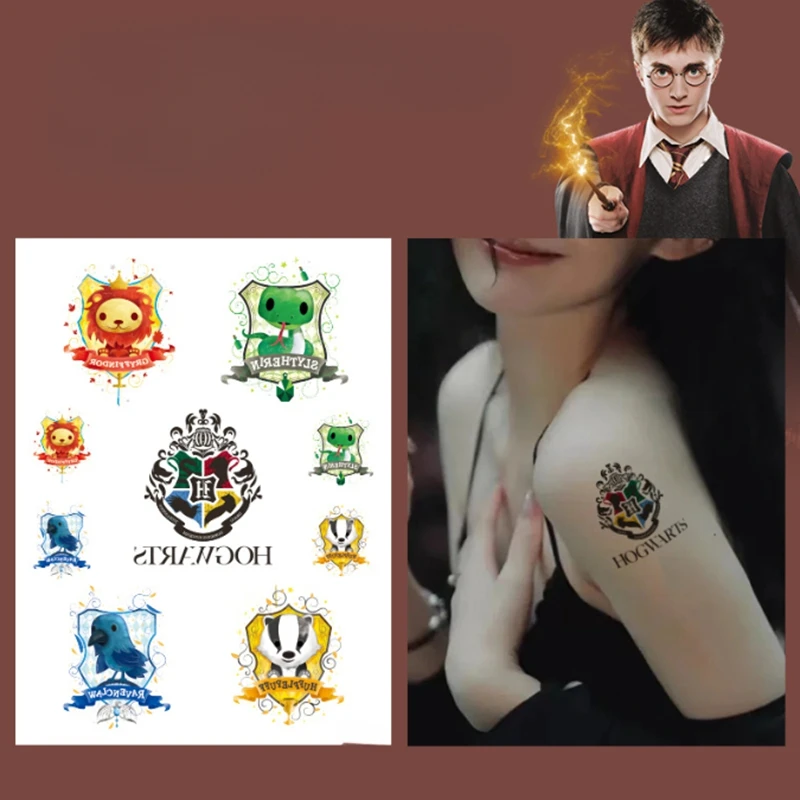 ハリーポッター タトゥーシール ハリーポッタータトゥーステッカー、黒と白、漫画、パーソナライズされ
