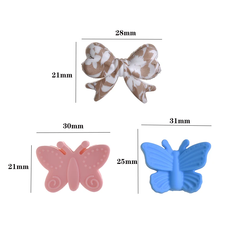 10Pcs Silicone Beads Cute Butterfly Bow Shape Food Grade Teether Beads DIY Pacifier Chain Necklace Accessories BPA Free 2