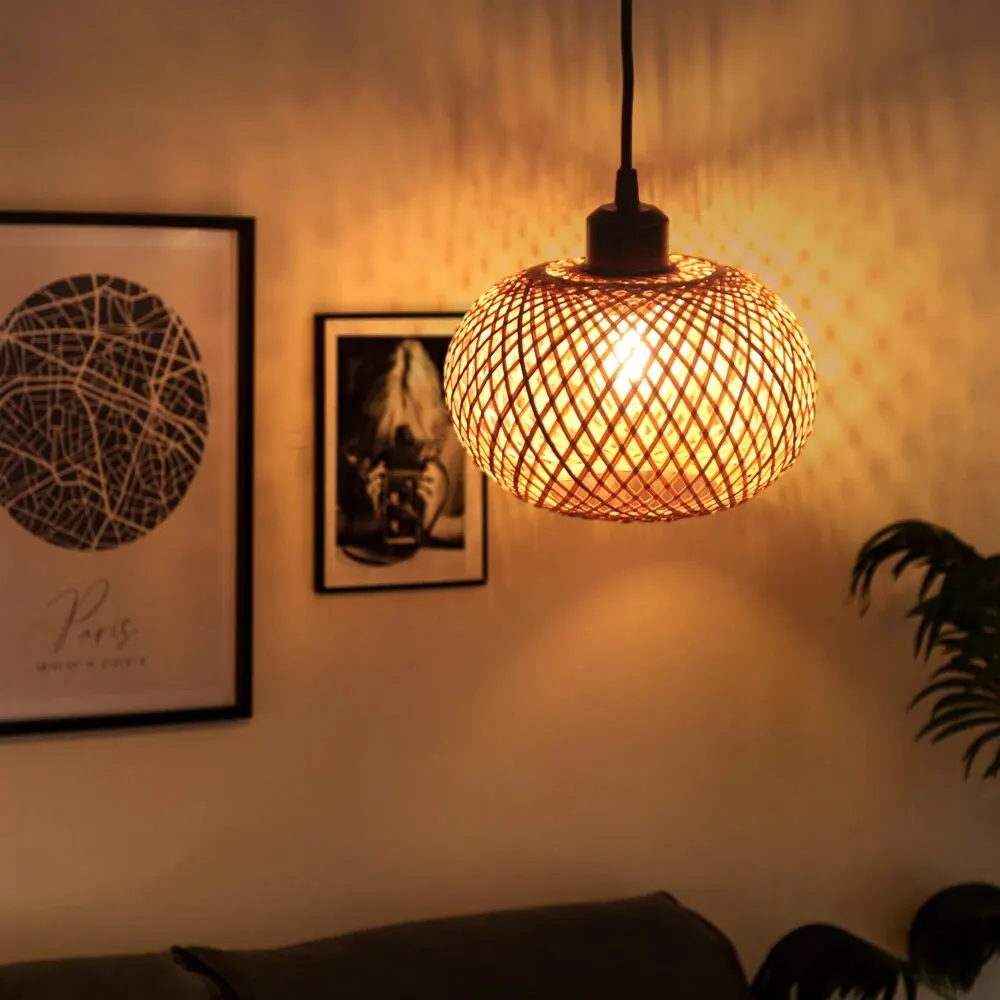 Handmade Rattan Bamboo Chandelier LED Ceiling Lamp E27 Fixture Weaving Home Living Room Decor Hanging Lamps chandelier lighting,pendant lights,pendant lamp,rope pendant lamp,ceiling light,vintage pendant lights