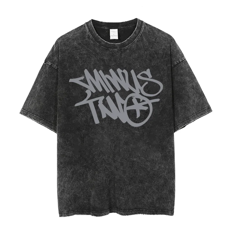 Minus Two T Shirt For Summer Casual Men Women Oversized Loose T-shirt Y2k Fashion Hip Hop Streetwear Top Black Retro Cotton Tees 5