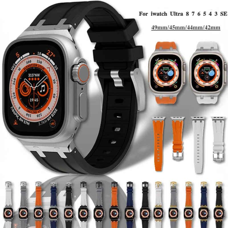 

Watch strap For Apple watch Ultra 49mm 8 7 45mm Liquid rubber bracelet replacement wristband For iwatch band 44mm 42mm 6 5 4 3SE