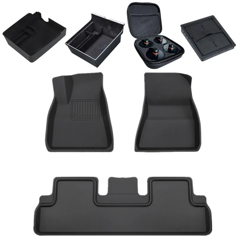 TEFUN For Tesla Model 3 Y 2021 Floor Mat Storage Box Modified Model 3 Model Y 2022 Accessories Special Foot Pad