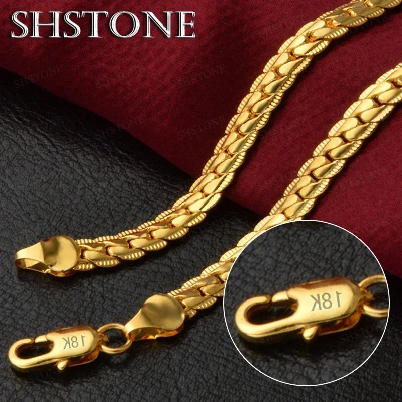 18K Gold Sterling Silver 6mm Sideways Necklace - Elegant Fashion Jewelry for Weddings and Engagements