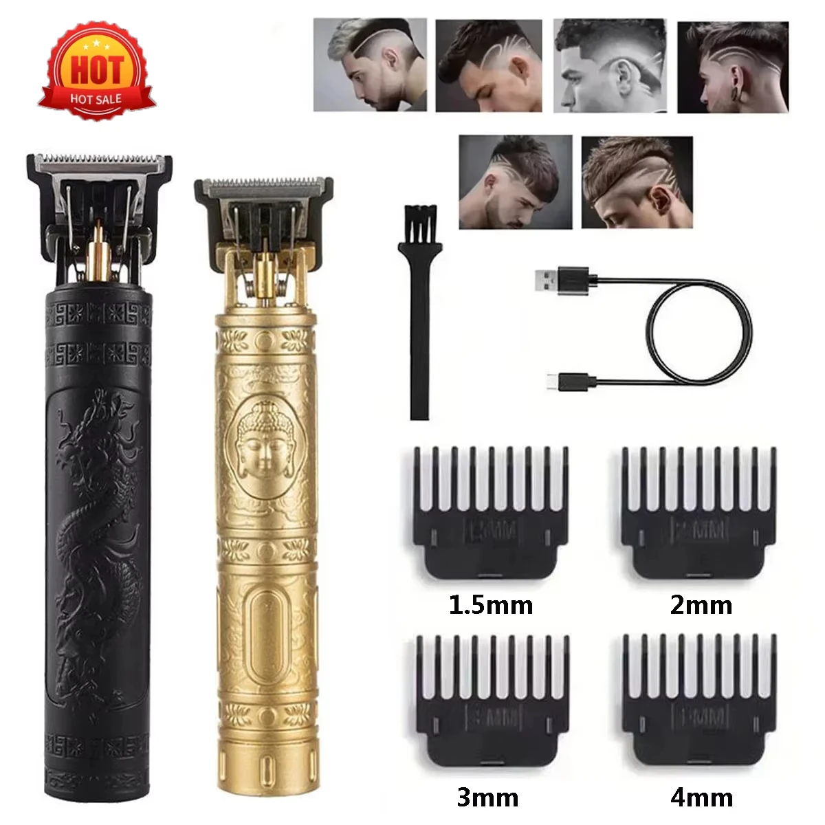 Hair Trimmer Vintage T9 Hair Cutting Machine Men's Electric Shaver Rechargeable Beard Clipper Barber Cut