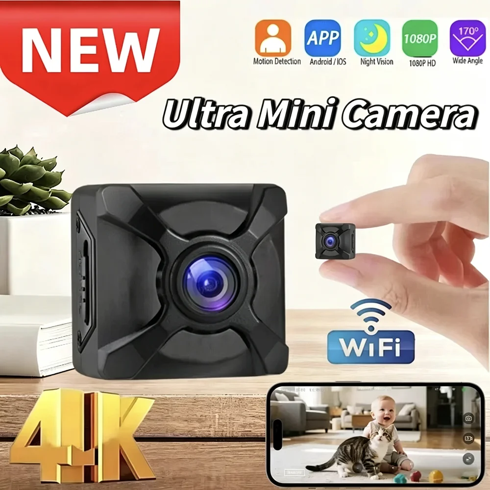 Mini Camera Wireless WiFi HD 4K Connection Phone Remote Plug in Free Monitor Night Vision Micro Camera Security Home Defense 1