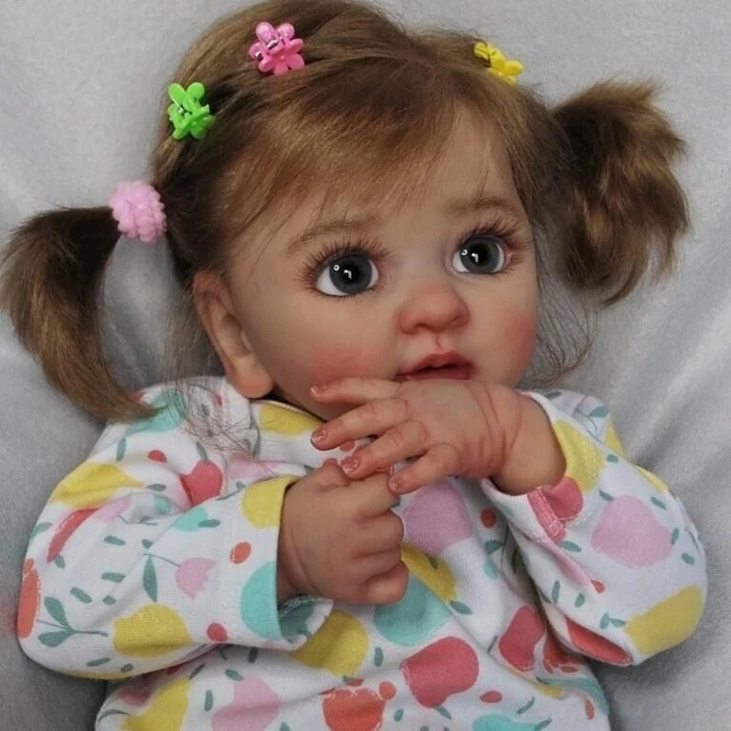 FBBD 40CM Cute Reborn Baby Girl Doll Layla Lifelike 3D Painting with Veins Multiple Layers Gifts for Adults Reborn Doll