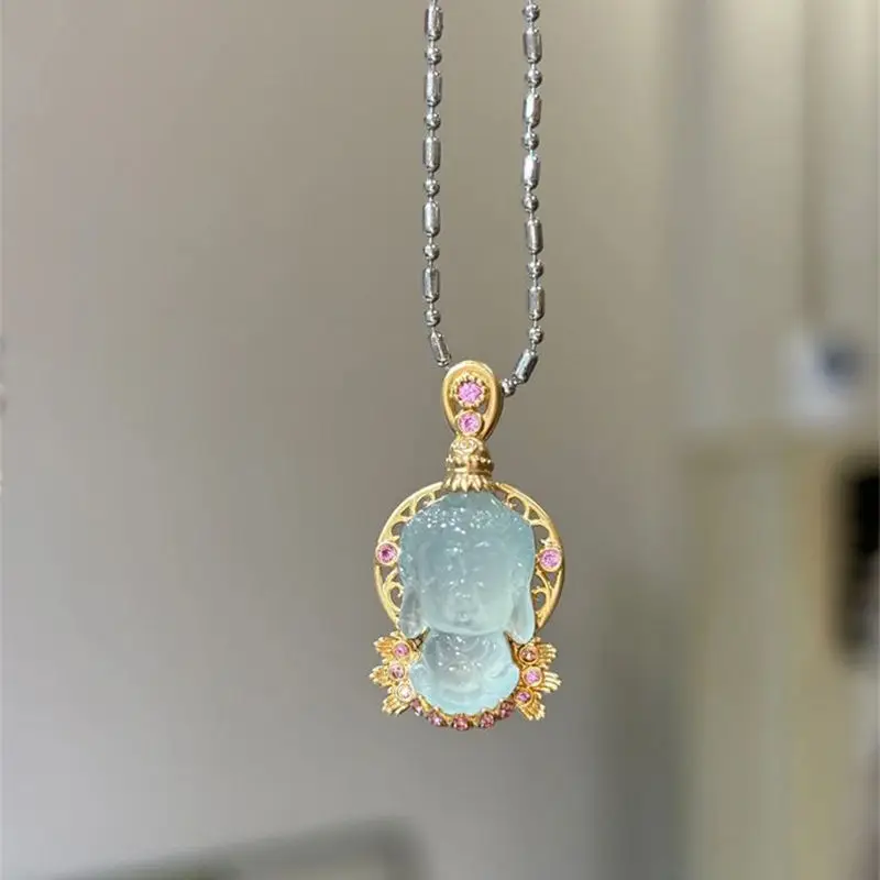 

UMQ Original Lotus Baby Buddha Necklace Safe Joy Zircon Clavicle Chain Niche Retro Female