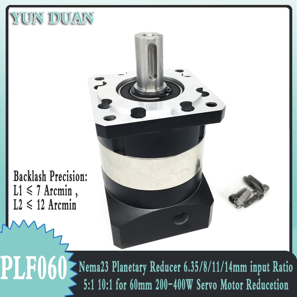 

Nema23 Planetary Reducer 200W 400W Servo Motor Reducetion Gearbox Gear 6.35/8/11/14mm input Ratio 5:1 10:1 for 60mm 14mm Output