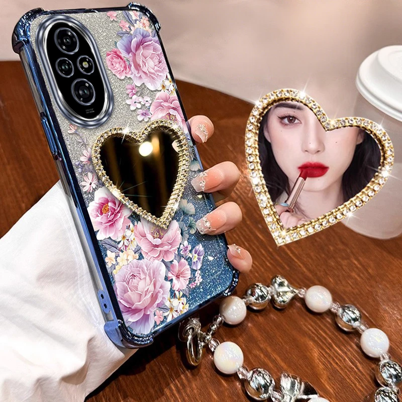 Splendid Flowers Plating Bracelet Holder Phone Case Cover