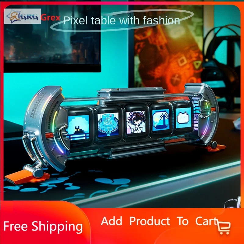GREX Audio Time Gate Any Screen DIY Glow Tube Pixel Cyber Table Decoration Creative Clock Gift