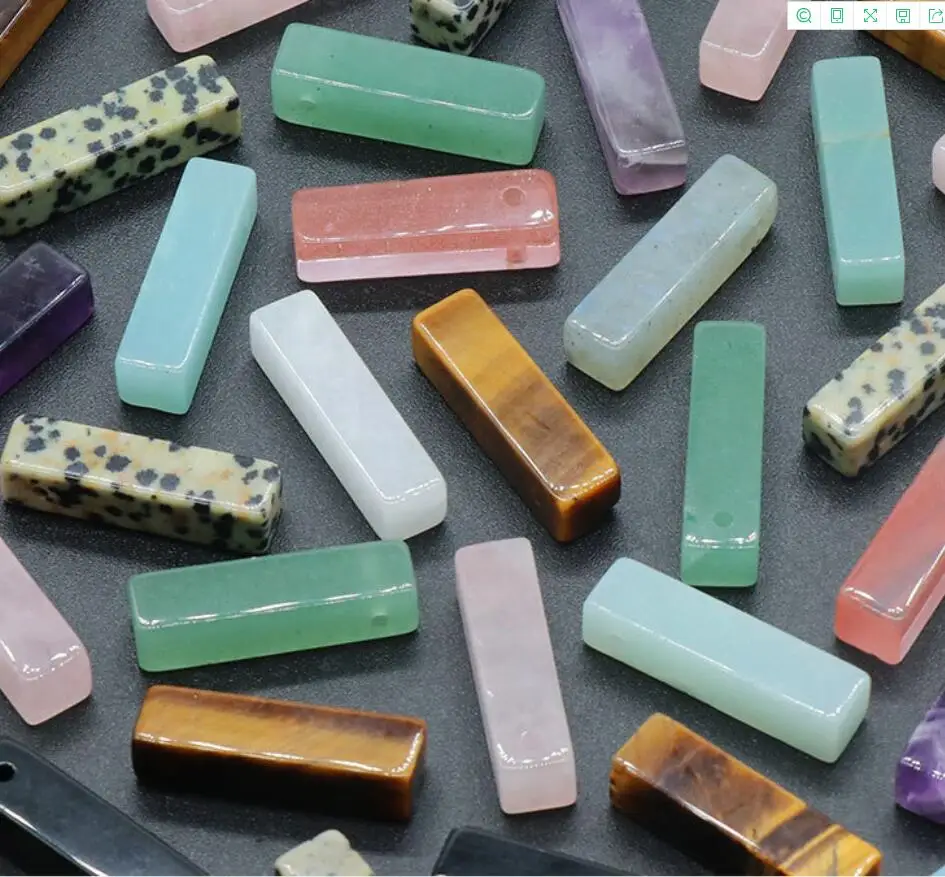 15pcs Natural Crystal Stone  Rectangle Amethyst Rose Quartz Pendants Charms Trendy for Necklace Earrings Jewelry Making
