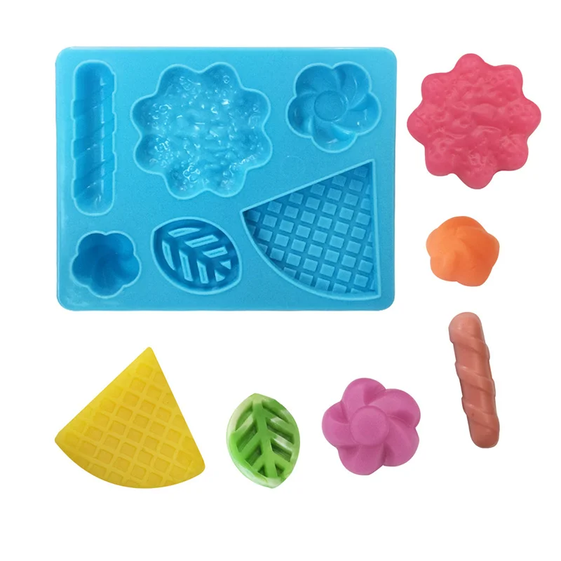 Food Play Dough Molds for Kids Plastics Fruit Vegetable Dumpling Noodle Mold Knife Fork Bowl Plate Playdough Accessories Toys 4