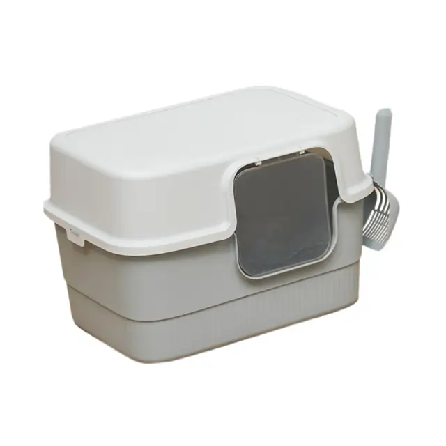 Hooded Cat Litter Box with Lid Low Entry for Indoor Cats Large Cat Potty