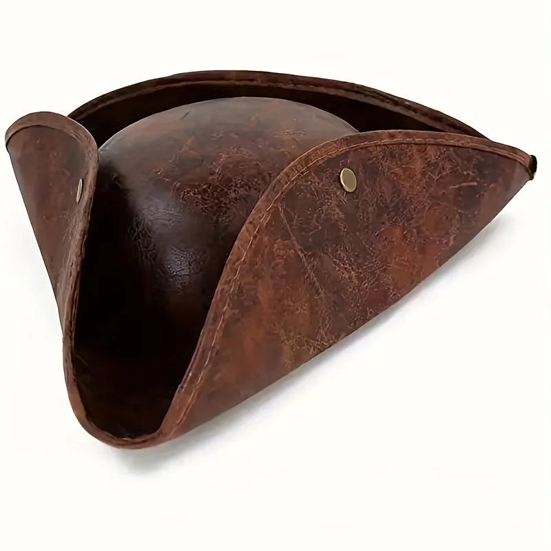 Adult Pirate Hat-unisexes leather tricorn hat for pirate themed costumes for Christmas,Halloween celebrations cosplay hat,cosplay prop accessories