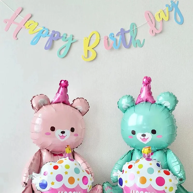 Macaroon Script Happy Birthday Banner Baby Shower Pink Yellow Blue Purple Garland Backdrops birthday banner,party decorations