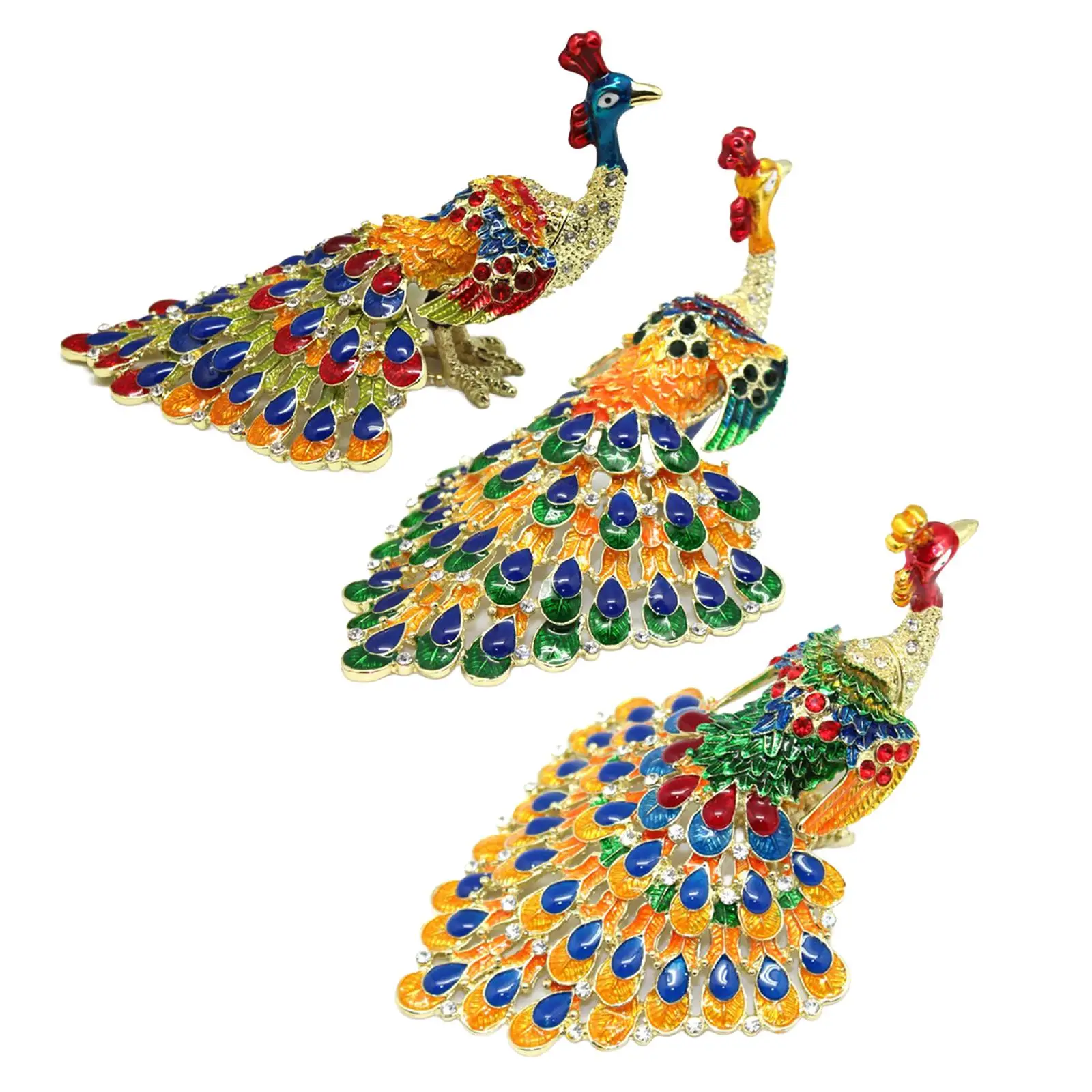 

Enameled Jewelry Box Delicate Gifts for Girls Women Peacock Trinket Box