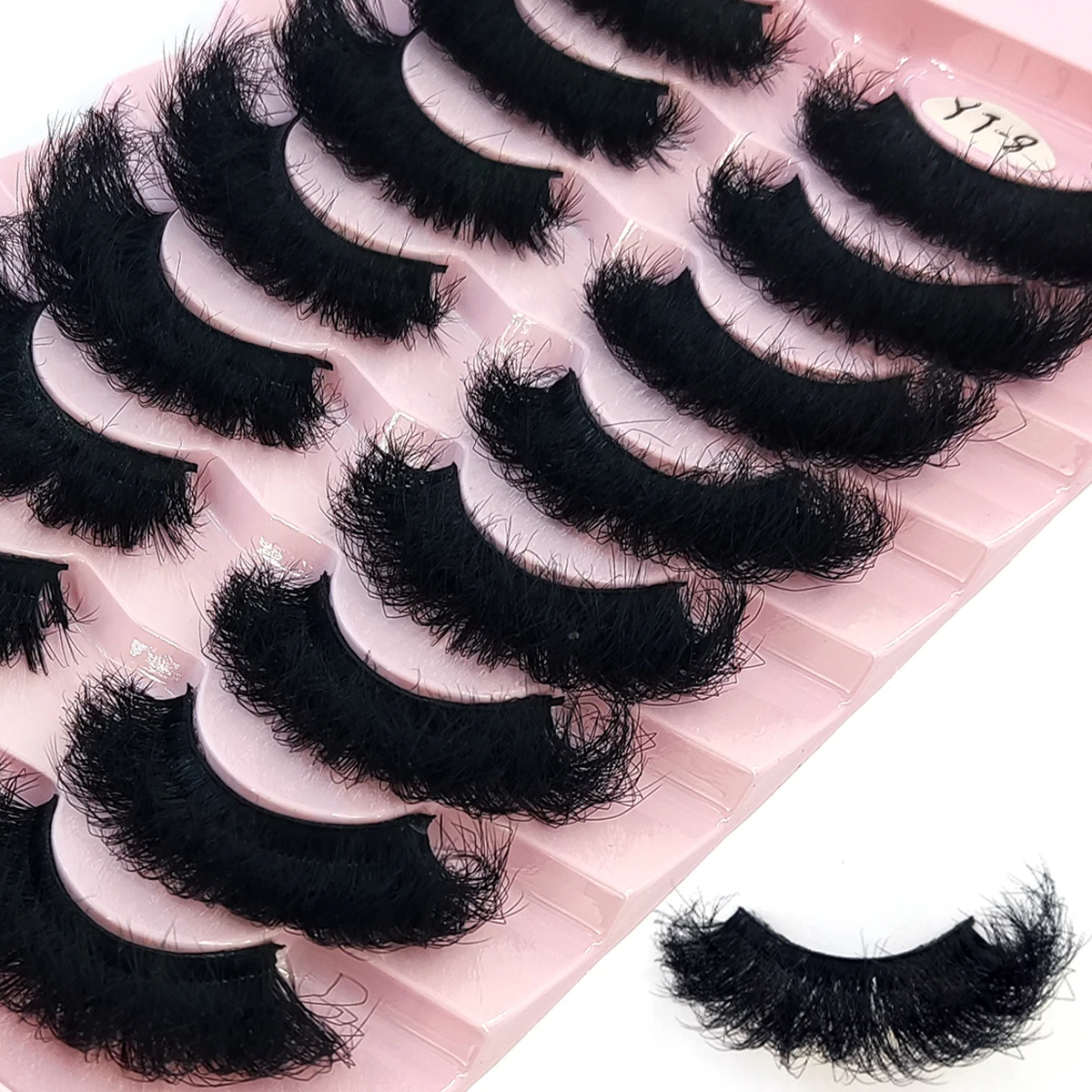 HBZGTLAD 5/8 Pairs of Natural Russian Striped Mink Lashes 3D False Lashes Volume Wavy False Lashes Eyelash Extensions Makeup