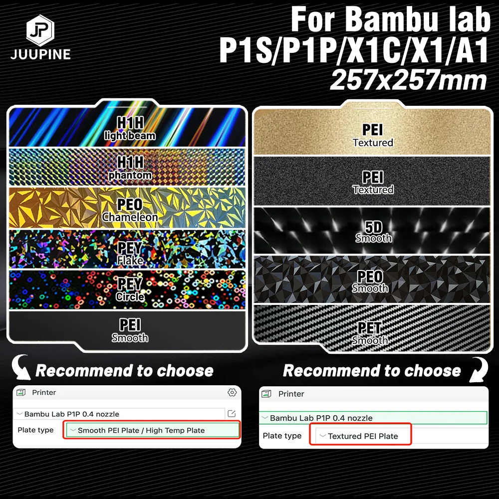 For Bambu Lab x1 Build Plate X1C Holographic Pey Sheet Pet Pei Texture  257x257 Peo Sheet For Bambulab P1P Lab Bamboo Heated Bed