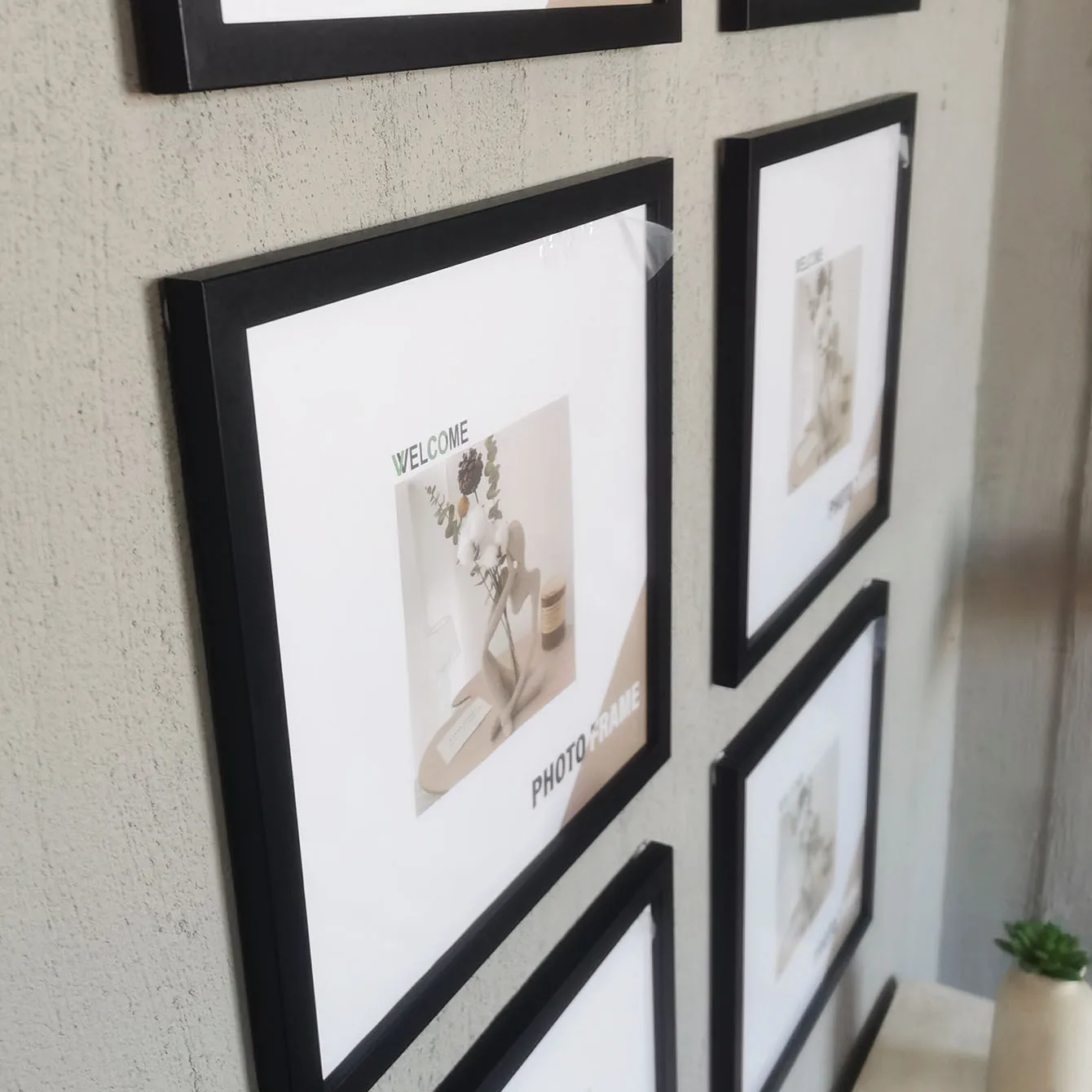 Wood Square Photo Frames - 3Pcs Wall Hanging  Desktop Decor 20x20  30x30cm