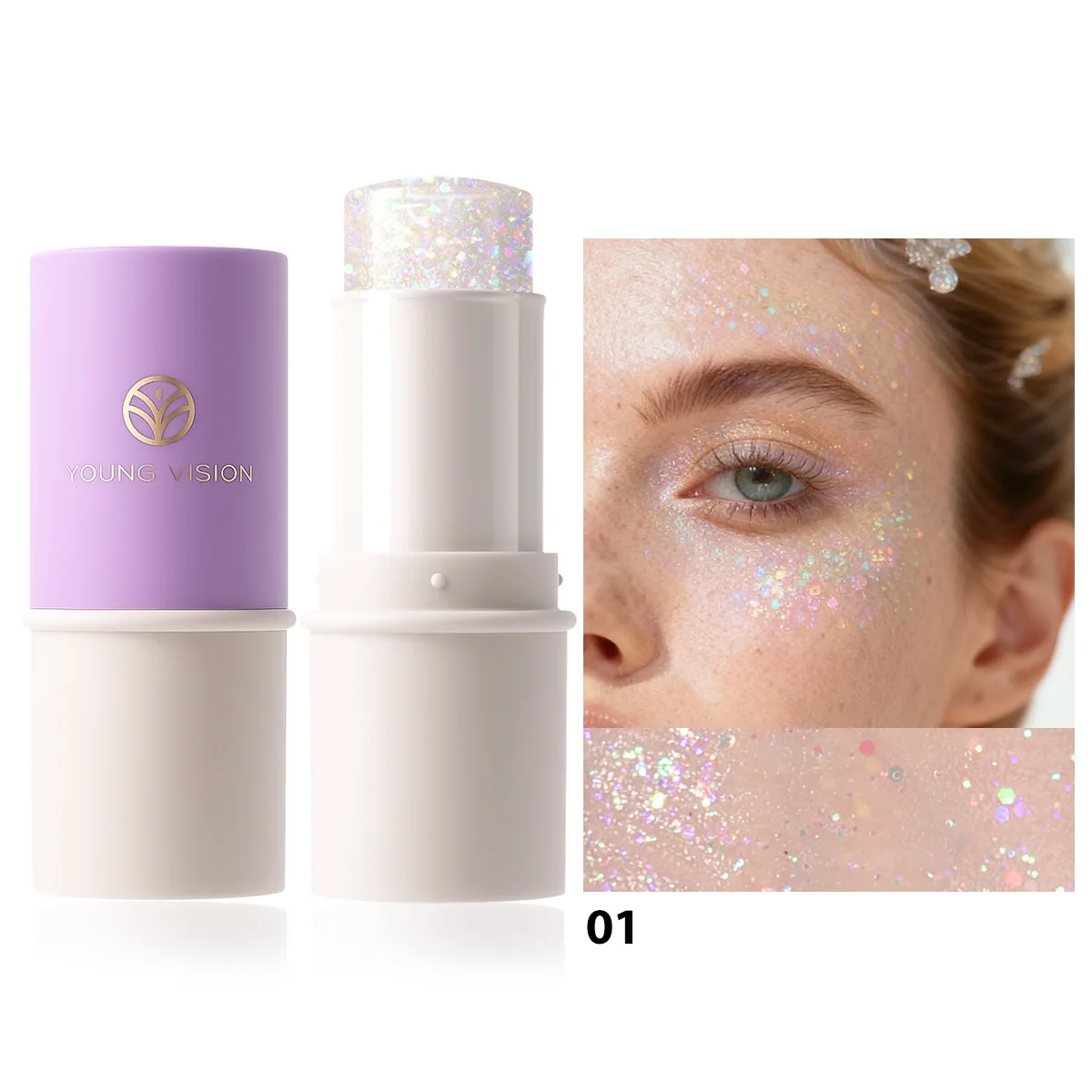 7-Color Stage Glitter, StickHigh-Impact Face & Body Glitter for Performances, Waterproof & Long-Lasting, Festival & Party Makeup