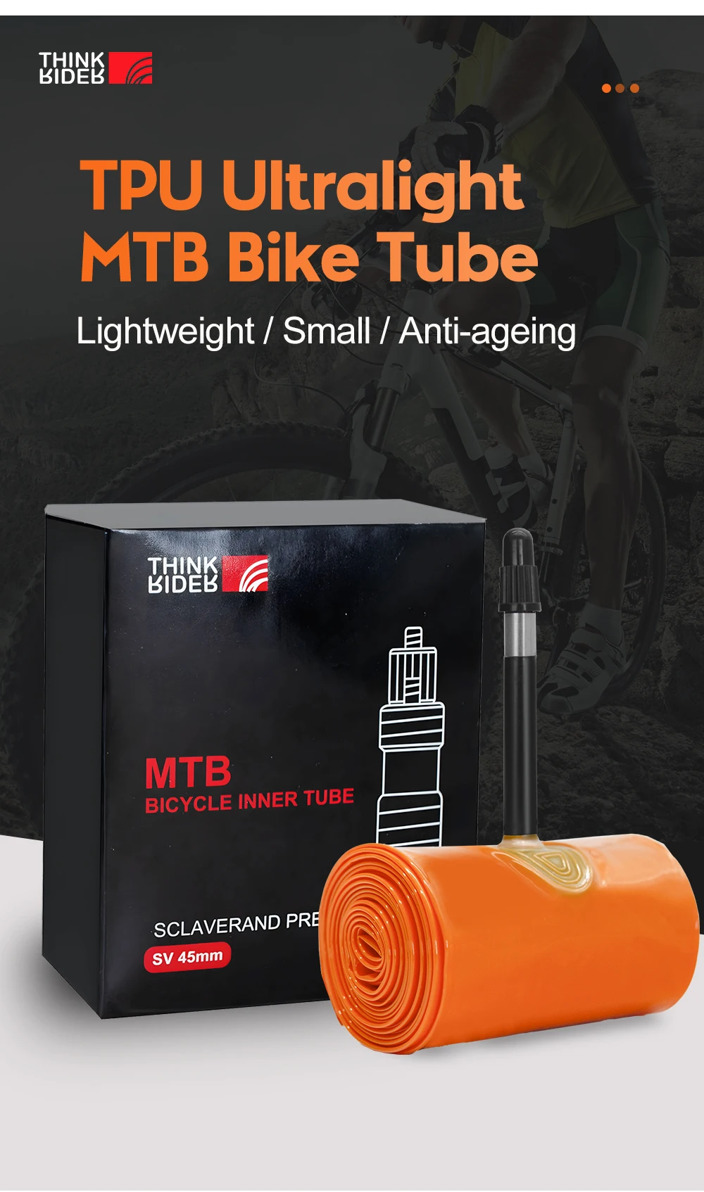 Description Picture 3 of itemThinkRider 1PSC Ultralight Bike Inner Tube 26 27.5 29 Inches MTB Bicycle TPU Material Tire 45mm French Valve Super Light