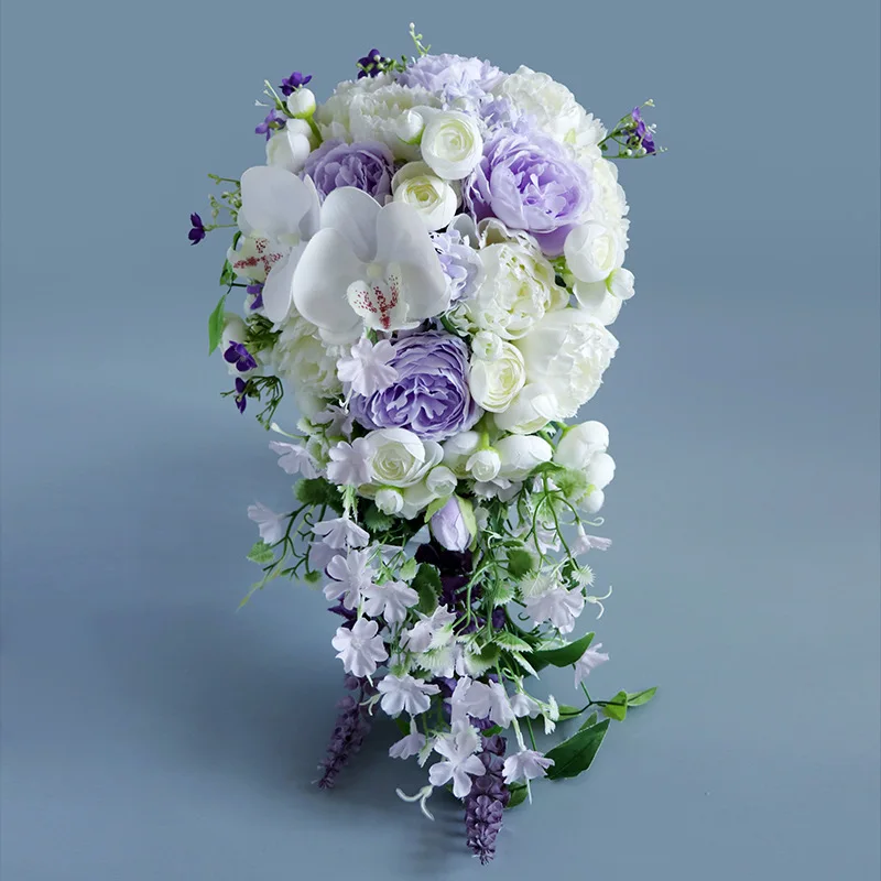 Vintage Artificial White and Lilac Wedding Bouquets Bridesmaid Carla Lily Church Home Decor Gifts Bride ramo de quincea&ntilde;era