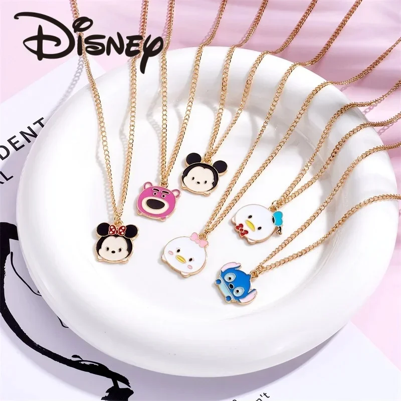 

Disney Mickey Stitch Necklace Action Anime Figures Daisy Duck Donald Duck Cute Cartoon Couple Personality Pendant Necklace Gifts