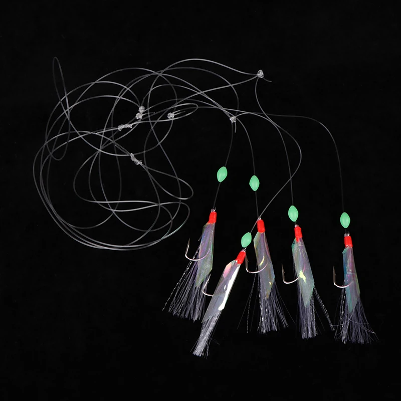 5Pcs/Pack Soft Fishing Lure Rigs Bait Jigs Lure Feather Herring Bait Tool For Mackerel And Deep Sea Fishing Tackle