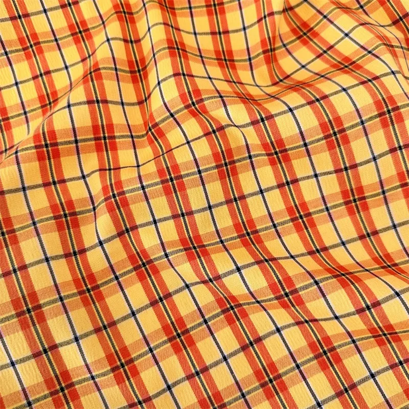 Twill-dyed Plaid Fabric By The Meter for Clothing Dress Jacket Shirt Tablecloth Sheets Handmade DIY Sewing Cloth Soft Yellow 6