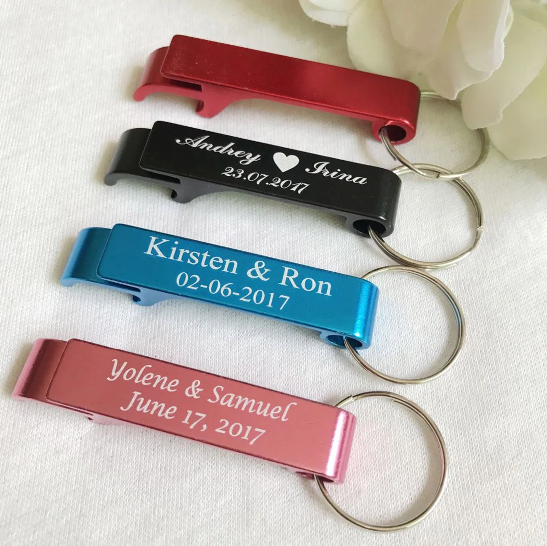 Personalized Bottle Opener Key Chain 10/30/50/100pcs Engraved Wedding Favors Brewery Hotel Restaurant Party Private Gift