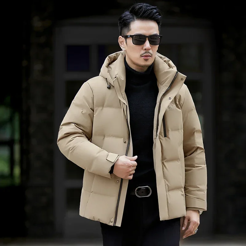 Chaqueta corta de plumón de seda de leche con relleno de plumón de pato, ropa de diseñador para hombre, chaquetas acolchadas ligeras, abrigo para hombre, saco informal para hombre