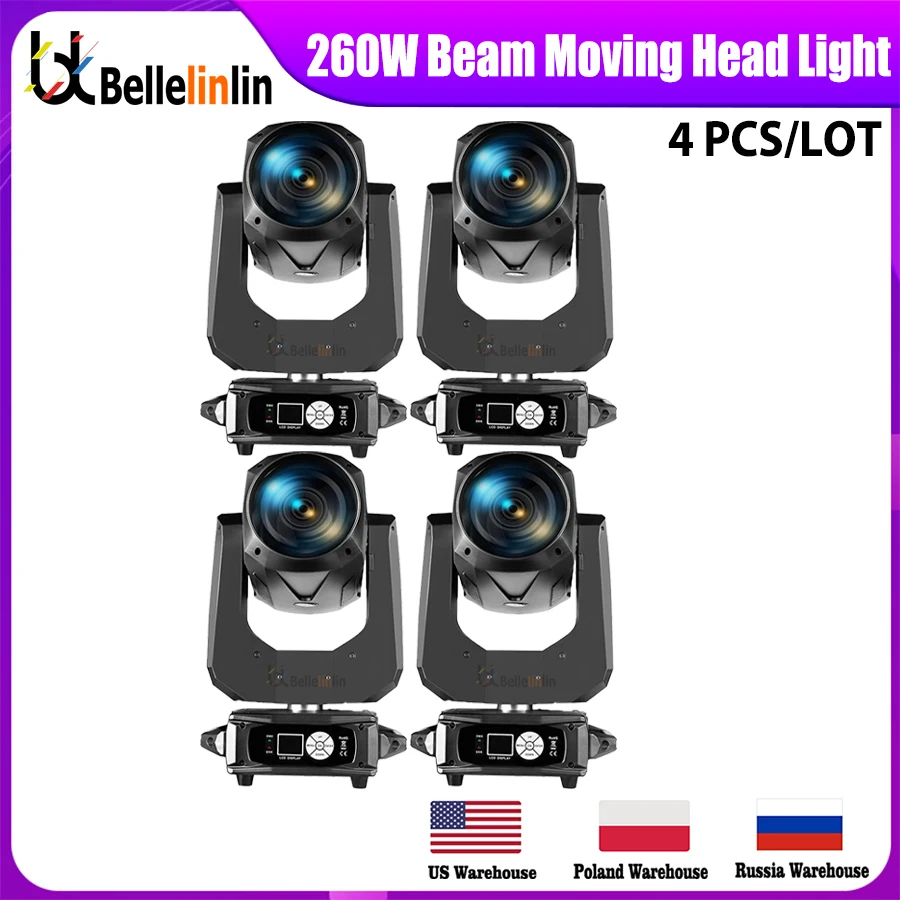 

0 Tax 4Pcs Bulb 260W 9R/10R Beam Moving Head Lighting Frost 16 With 8+16+24 Double prisms Rainbow For DJ Party Nightclub Dance