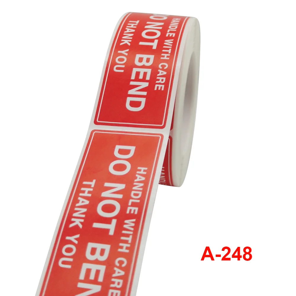 250pcs/roll Red Stickers Fragile Warning Label Sticker Handle with Care for Transportation and Packaging Seal