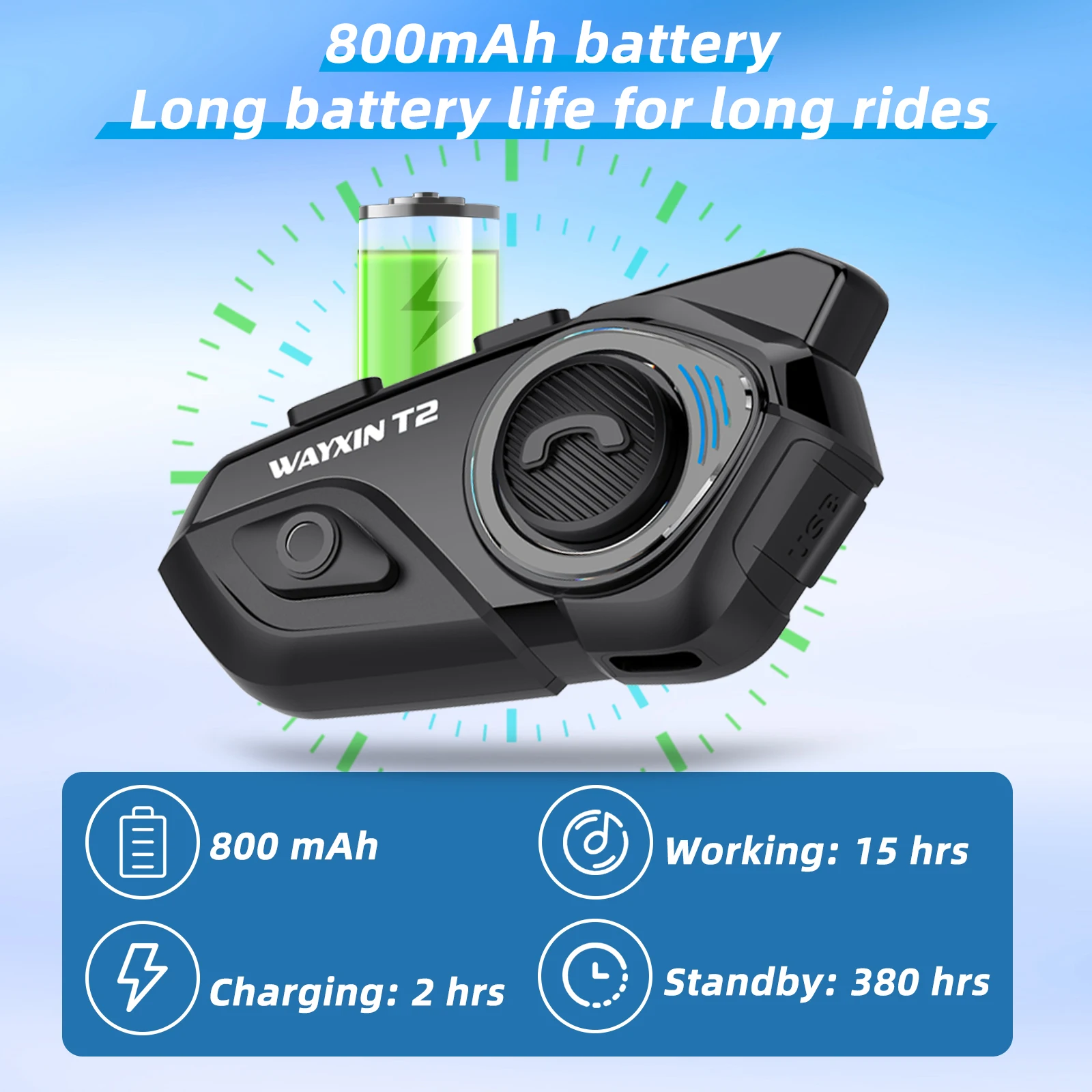 Wayxin T2 Motorcycle Helmet Bluetooth Headset Intercom 4 Riders_voghion.com