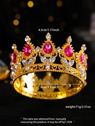Elegant Crystal Tiara and Crown Cake Topper for Weddings and Birthdays (Rose Red)