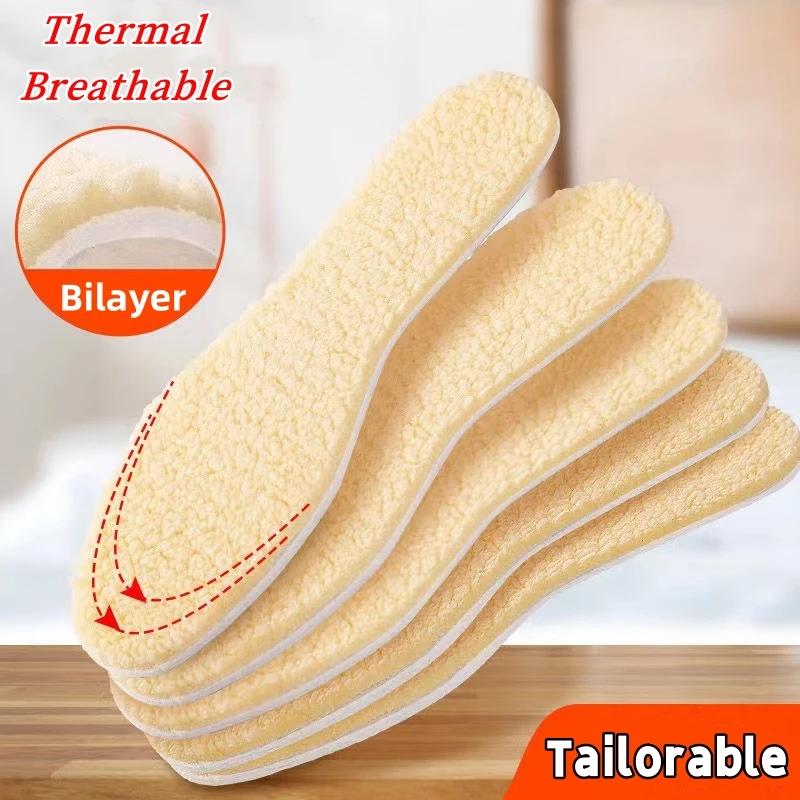 Thickened Soft Plush Insoles Warm Thermal Insert Shoes Pads Women and Men Sweat-absorption Breathable Cashmere Shoes Heat Pads