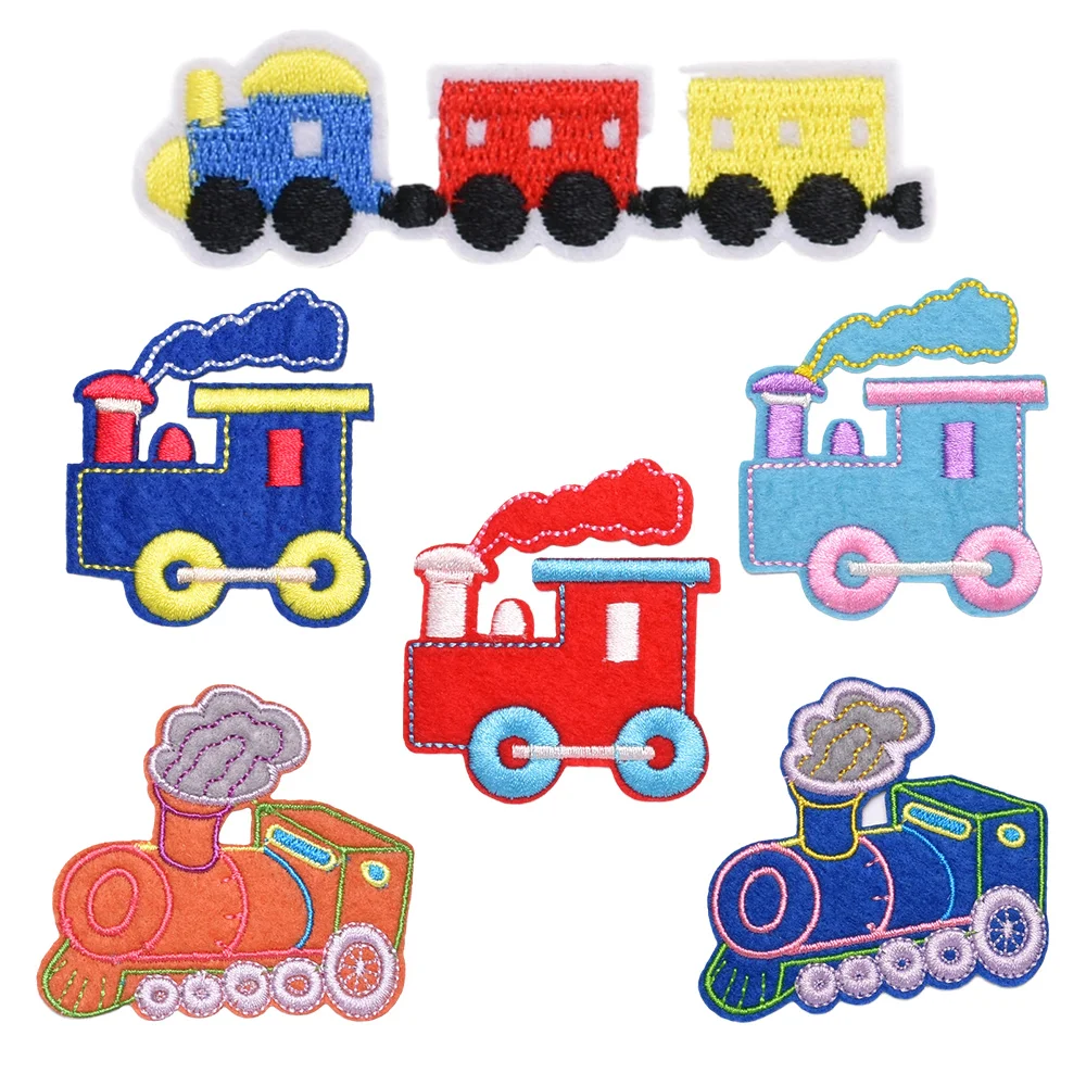 

7pcs/set Train Patch Iron On/Sew On Appliques for Kids Children Cloth Train Patches Stickers Train Birthday Decorations Supplies