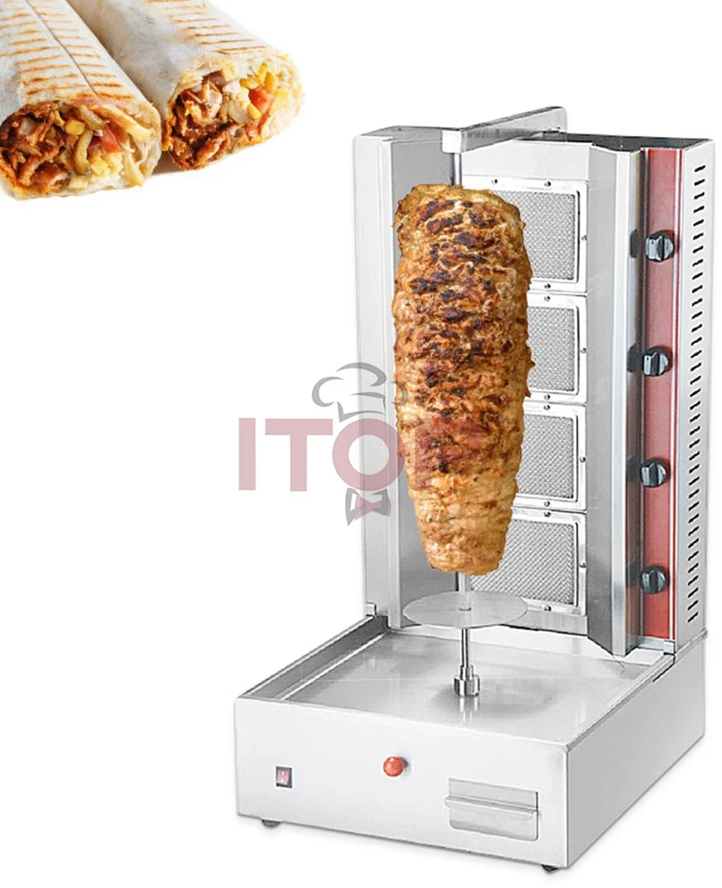 ITOP Commercial Hotel Equipment Rotary Kebab Shawarma Grill Machine Stainless Steel Gas Kebab Machine with 3 Burner