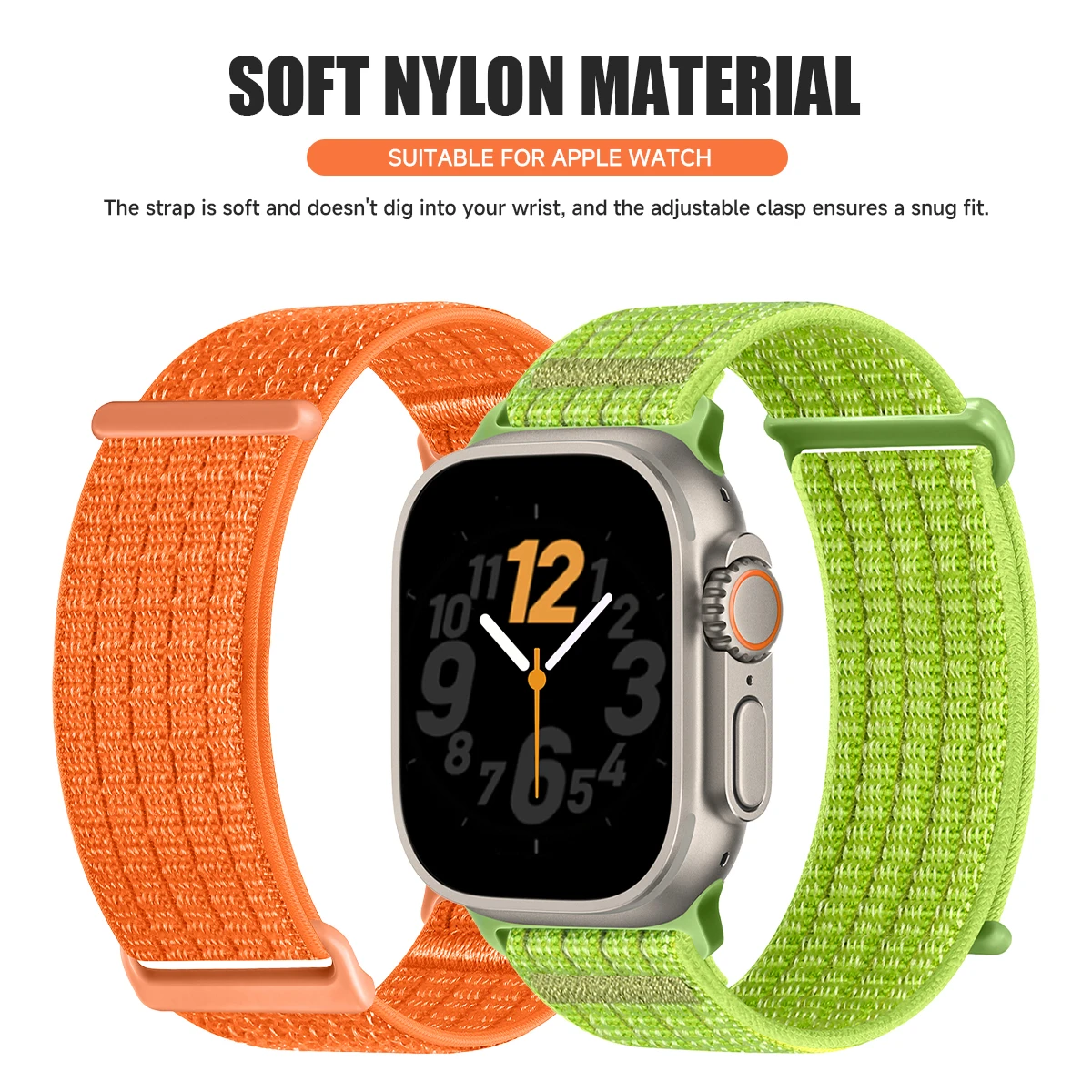 Durable Nylon Loop Strap for Smartwatch - Adjustable Band Bracelet, Various Sizes Available