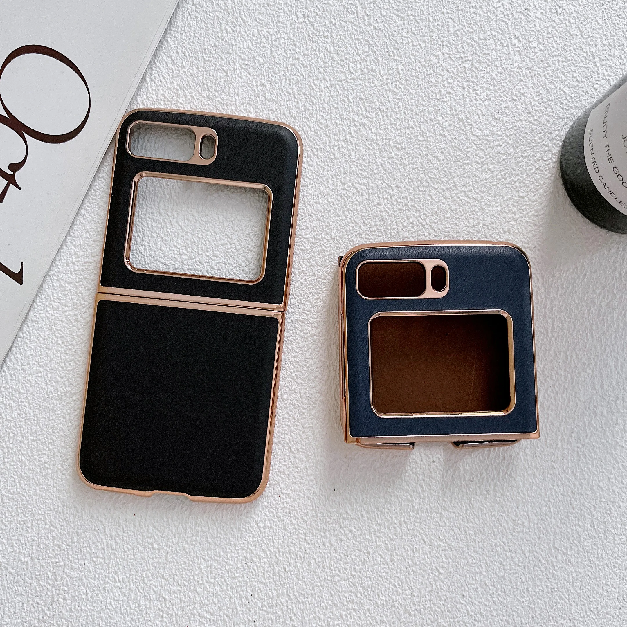 Retro Genuine Cowhide Leather Phone Case for MOTOROLA MOTO RAZR 2022 Luxury Vintage Classic Electroplated Glossy Armor Cover